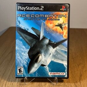 Namco Ace Combat 04 Shattered Skies PS2 TESTED Black Blue Good Flight Sim Game